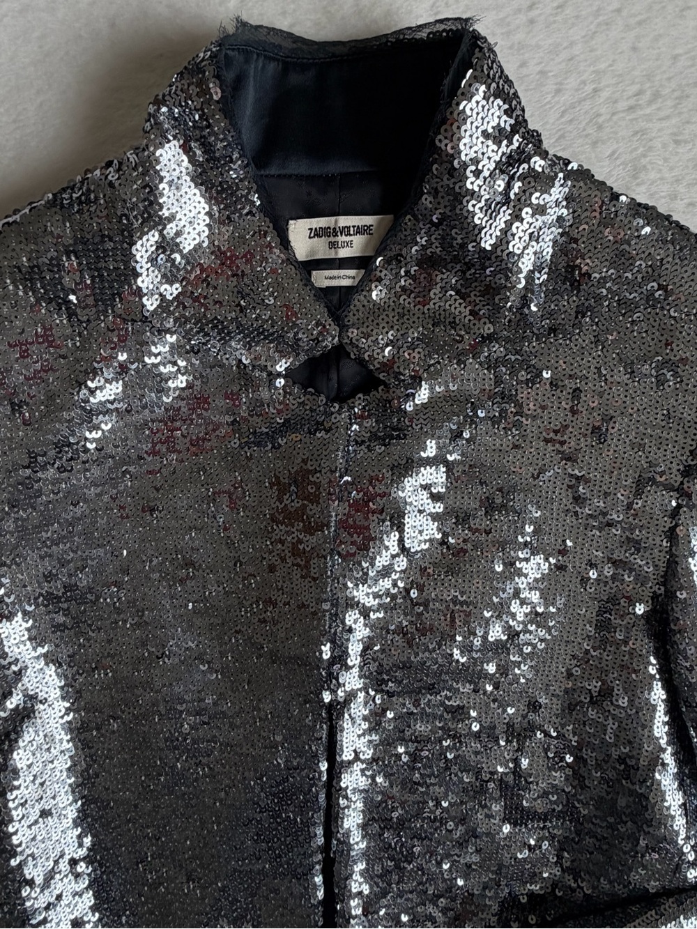 Zadig & Voltaire  DeLuxe  Silk/ Silver Sequin Blazer  Sz Small - Picture 4 of 8